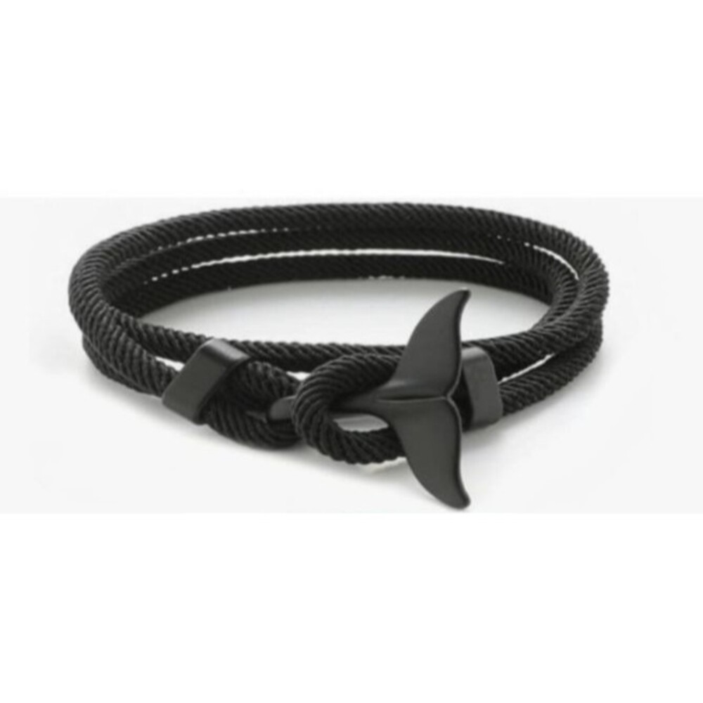 Male Simple Whale Tail Rope Bracelet High Quality Milan Line Pure Black Dolphin